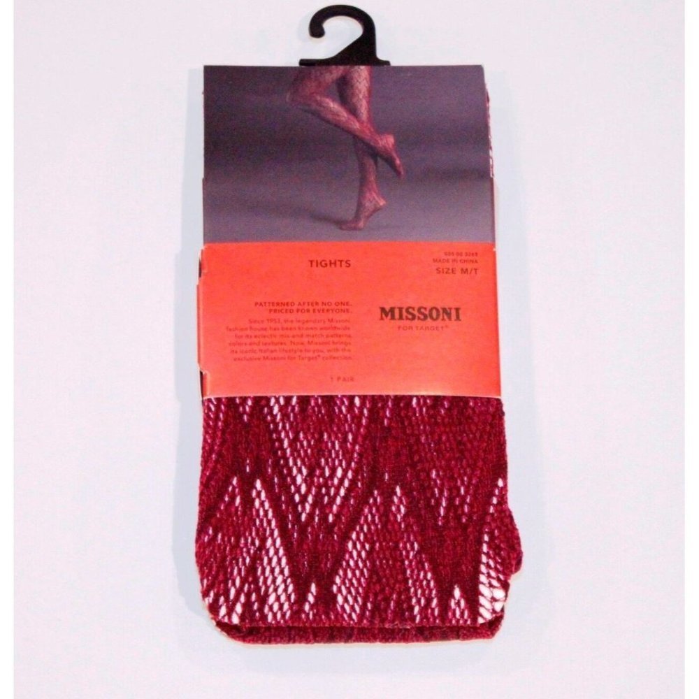 MISSONI for TARGET Fishnet OPENWORK Pantyhose TIGHTS Rose Wine ( M )